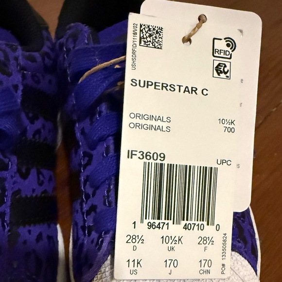 Adidas Superstar C Kids Shoes – Purple Leopard Print – Size 11K – NWT - Picture 8 of 8